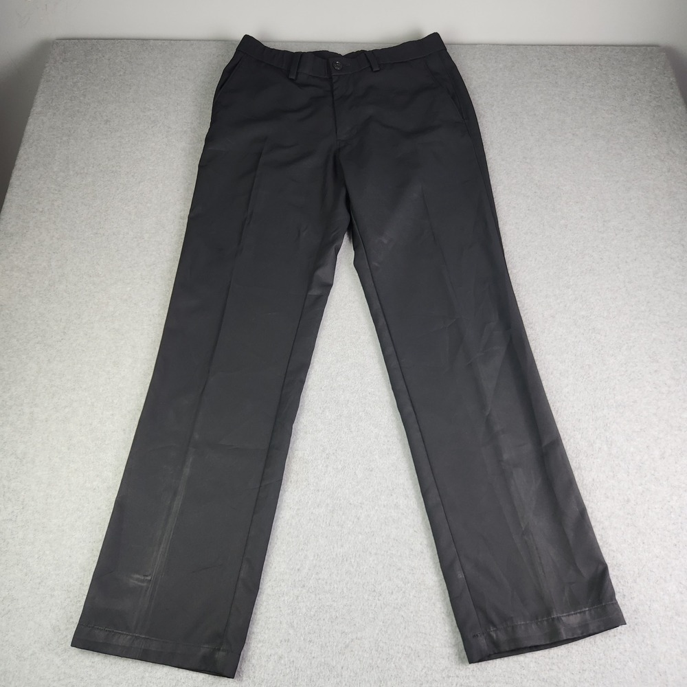 Haggar Dress Pants Mens 32x32 Black Slacks Office Business Classic Straight Fit
